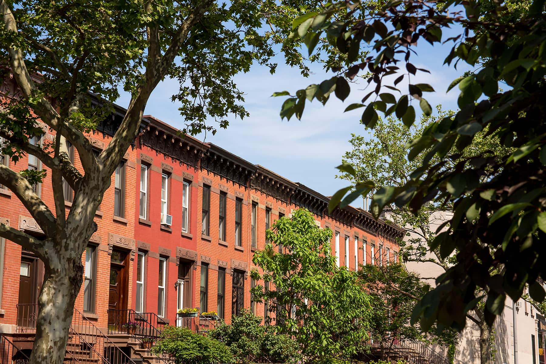 Row of Brownstone Apartments