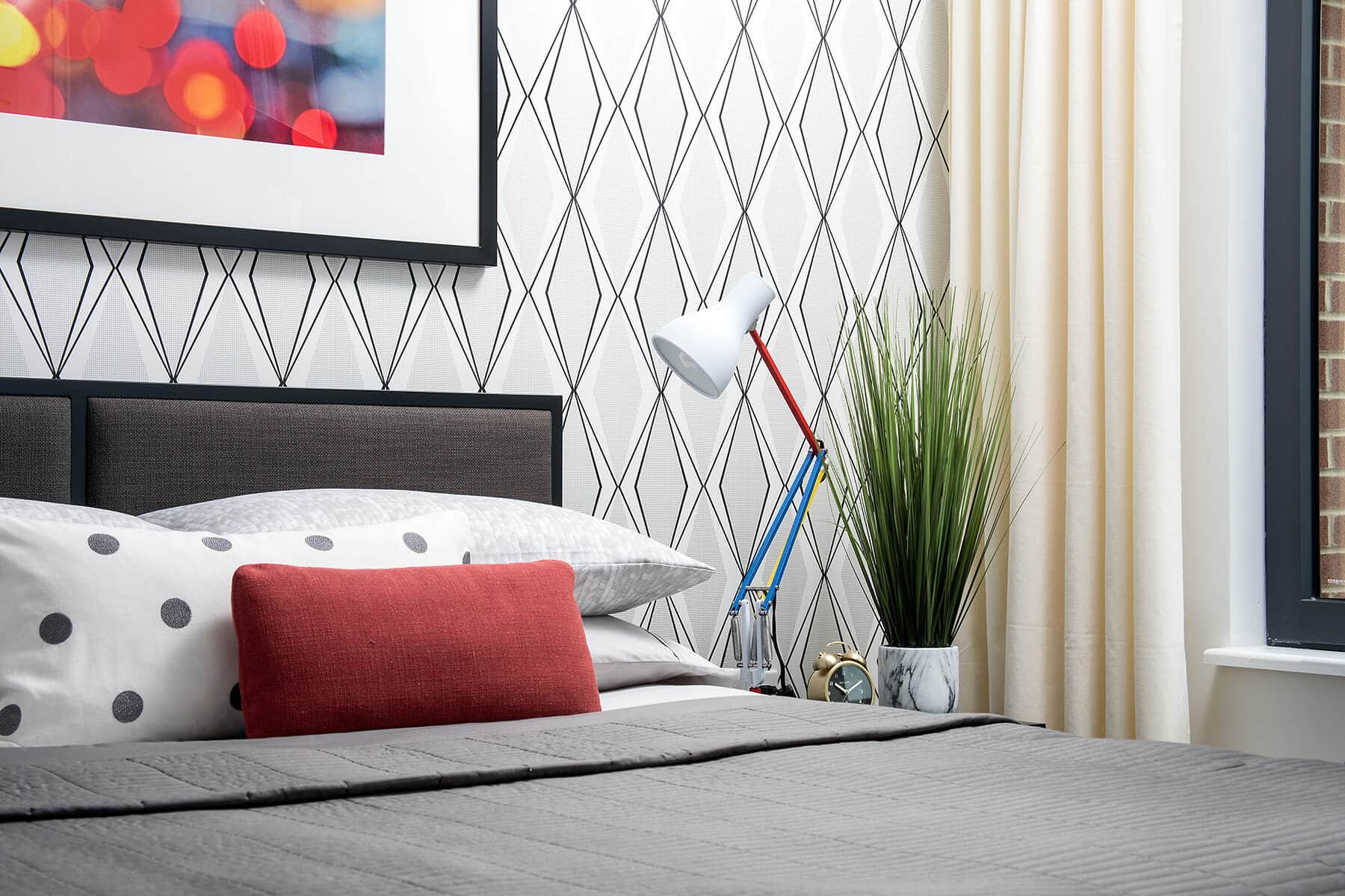 Modern Bed and Nightstand Detail